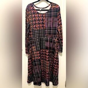 Tribal Jeans Gorgeous Plaid & Herringbone Patchwork Design Dress Size Large 💜🧡